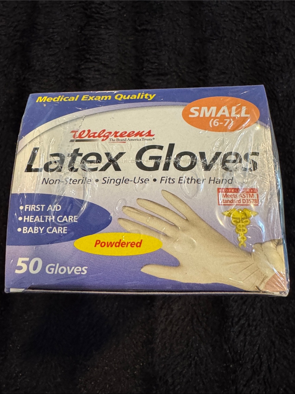 NIB Latex Gloves Size Small 6-7 Fits Either Hand First Aid Baby Diabetic Health